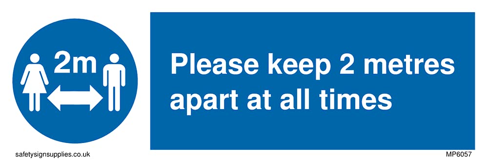 Pack of five - keep 2 metres apart at all times Sign - 150x50mm - L15