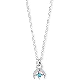 Boma Jewelry Sterling Silver Downward Crescent Moon & Turquoise Star Neckalce, 18 Inches