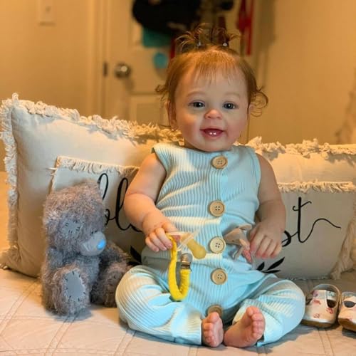 Bebê Reborn Boneca Silicone Menina Realista Olhos Azuis 55cm Pode Dar Banho