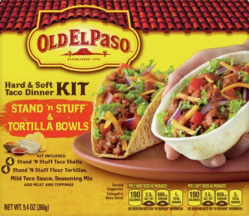 OLD EL PASO STAND ‘N STUFF SHELLS AND TORTILLA BOWLS, HARD & SOFT TACO DINNER KIT, 9.4 OZ.