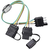 NEW SUN 4 Pin Flat Y-Splitter Wiring Harness with Rubber Cab for LED Brake Tailgate Light Bars