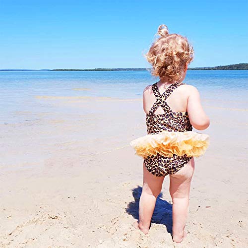 Baby Toddler Girl Swimsuit Unicorn Tutu Skirt Swimwear -One Piece Princess Swimwear Infant Bathing Suits for Girls Kids (Leopard Tutu, 2-3T) - Thumbnail 4