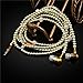 Fashionable Jewelry Pearl Necklace Earphones with Mic Beads 3.5mm in-Ear Wired Headphone Headphone Connect to iPod, iPhone, Droid, BlackBerry, Mp3 Player and All 3.5mm Audio Devices (Gold)