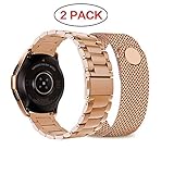 Acestar Compatible Galaxy Watch (42mm) Bands, Rose Gold Sets, 20mm Stainless Steel Band + Mesh Strap Replacement Metal Band Bracelet Sets, Compatible Samsung Galaxy Watch 42mm, 2-Pack, Rose Gold