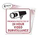 Premises Protected by 24 Hour Video Surveillance Sign, Dimne, Package 4 Mil Vinyl Decal Stickers USA Made by My Sign Center