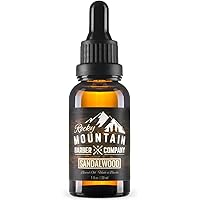 Rocky Mountain Barber Company Men's Sandalwood Beard Oil Made in Canada Featuring Grapeseed Oil, Coconut Oil, Argan Oil