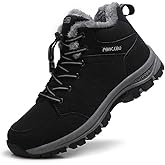 ZHNSHM Mens Winter Boots Casual Lightweight Waterproof Snow Boots Anti-Slip Fur Lined Trekking Backpacking Hiking Boots