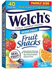 Welch's Fruit Snacks, Mixed Fruit, Gluten Free, Bulk Pack, 0.9 oz Individual Single Serve Bags (Pack of 40)