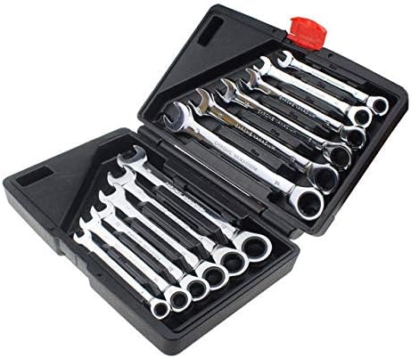 Zoostliss 12pcs Combination Spanners Ratchet Wrench Car Garage Tools Kit 8-19mm Chrome Vanadium Spanner Wrenches Repair Tools