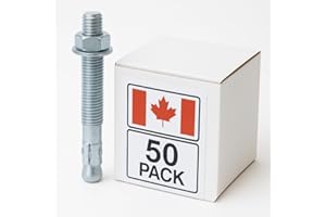 3/8" x 4" Wedge Anchors 50 Pack, Plated Steel, Heavy Duty Concrete Expansion Bolts, Zinc Plated, by Scotia PRO Supply