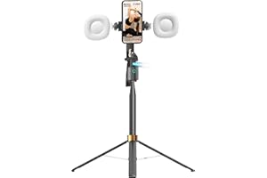 Yunseity Auto Face Tracking Selfie Stick, 360 Rotation Control Tripod with Fill Light for Smartphone Camera Live Streaming