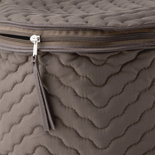 Richards Homewares 4 Pieces Fine China Dinnerware Plates Storage Set - Deluxe Quilted Plush Microfiber - Contents Label Window - Brown - Thumbnail 4