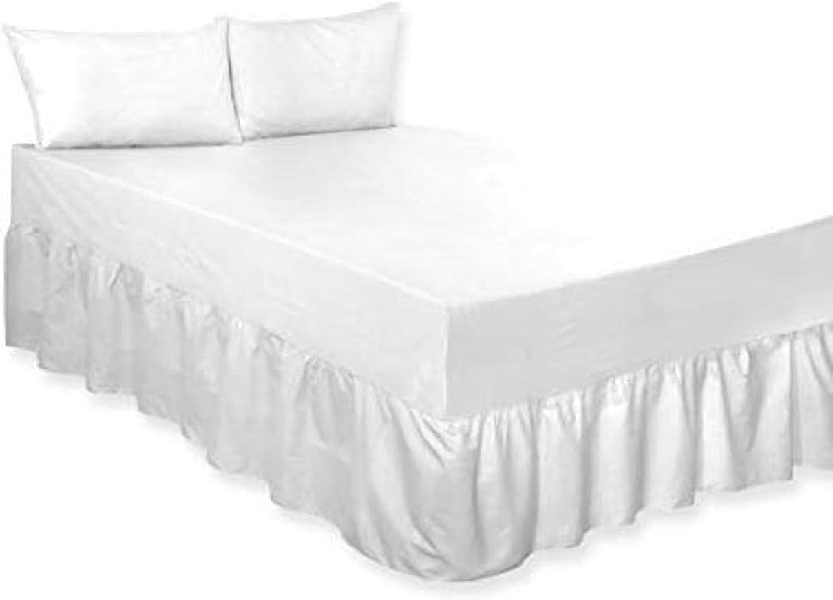 LAWRANCE CAPRINO Percale Extra Deep Fitted Valance Sheet (Single, White)