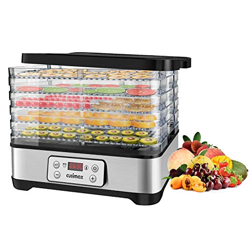 Food Dehydrator Machine, CUSIMAX Electric Dryer Dehydrators 400W with Digital Timer & LED