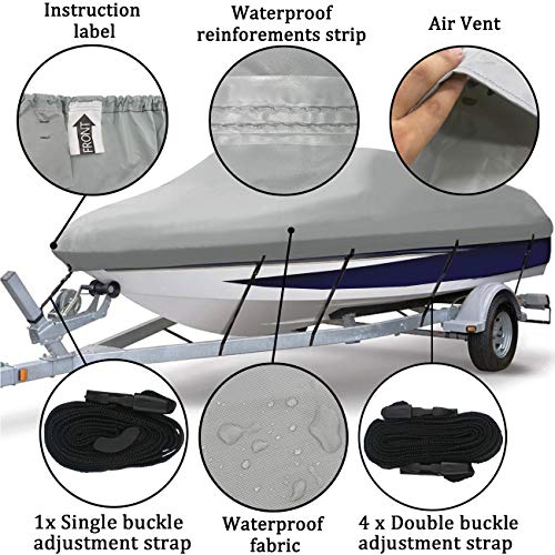 Ogrmar Heavy Duty Trailerable Waterproof Boat Cover with 2 Air Vent
