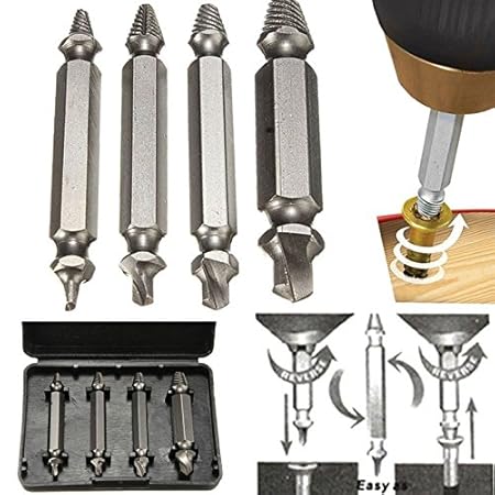 Generic na : 4pcs Double Side Screw Extractor Drill Bit Guide Set Removal Damaged Broken Bolt Stud Easy Works with Drill Speed Out