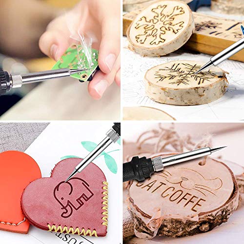 LINGSFIRE Wood Burning Kit, 37PCS Wood Burning Tool Soldering Iron Pen with 28 Pyrography Tips and 5 Soldering Tips, 200~450 ℃ Temperature Adjustable 60W Wood Burner Set for Wood Leather Craft Carving - Thumbnail 6