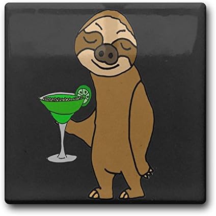 Linpark Cute Sloth Drinking Square Drink Coaster Holder Cup Mats Ceramics 11cm