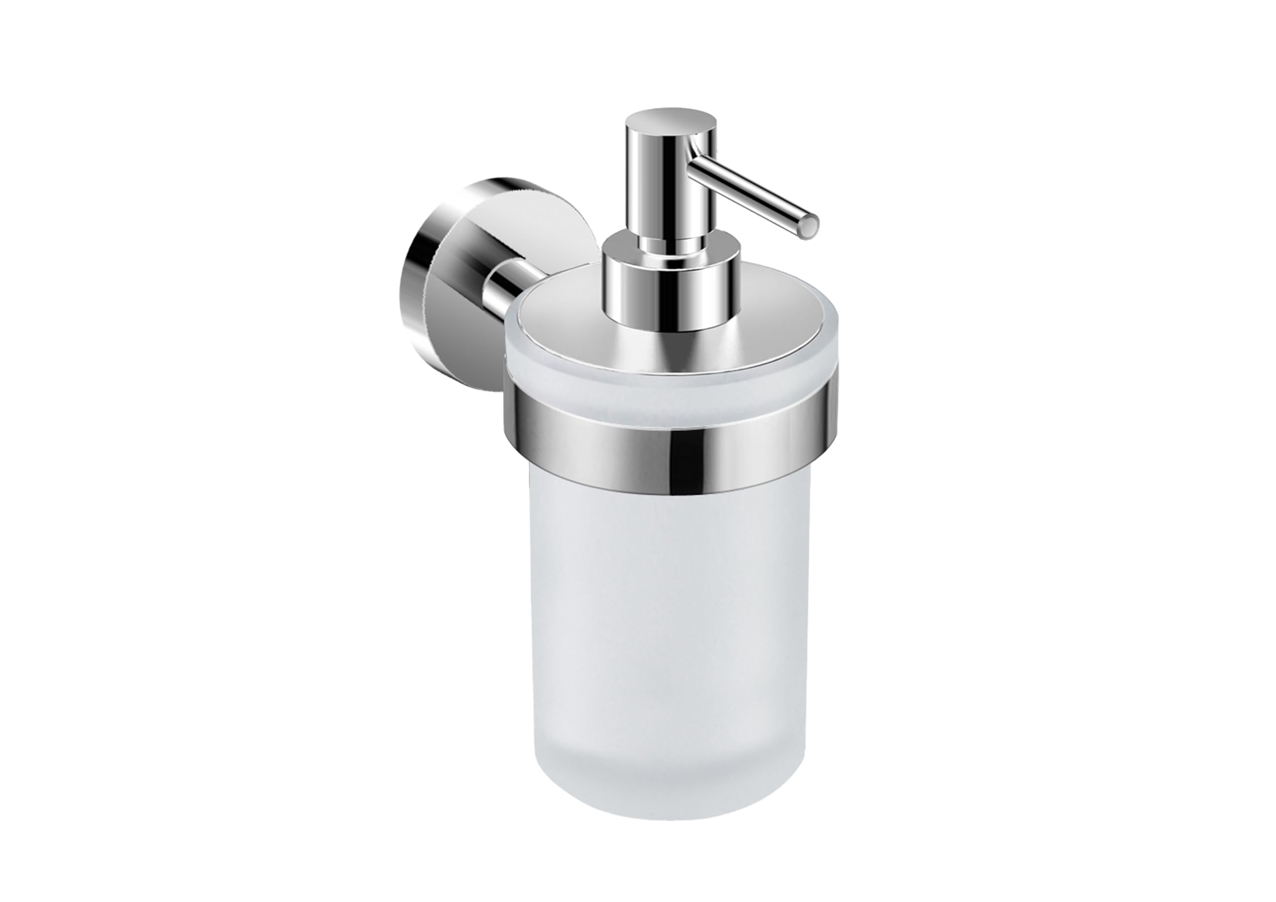 COSMIC Start Wall-Mounted Soap Dispenser with Elegant Design Made of Glass and Metal. Mounted with Screws. Refillable 200 ml Chrome Color Bathroom Dispenser