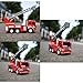 Fire City Truck Toy Rescue Truck Friction Powered 1:16 Simulation Vehicle with Light and Sound, 6 Wheels and a Extensible Ladder, Red and Gray