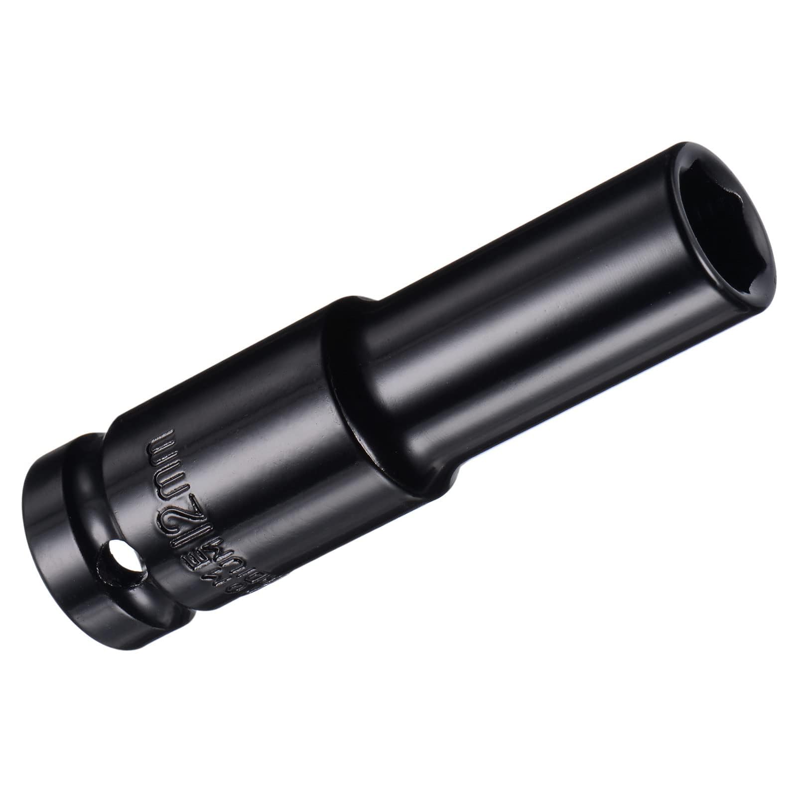 Unifizz 1/2 Inch Drive - 12mm Deep Impact Socket with 6 Point Design, Heat-Treated Cr-V Steel 78mm Length, Metric Sizes