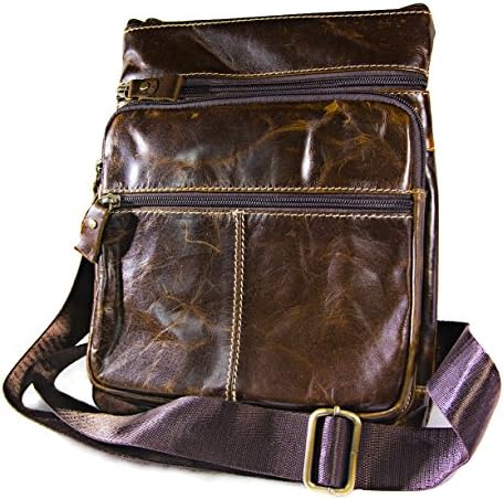 Handmade Vintage Retro Brown Genuine Leather Slim Bag, Mens Designer Messenger Bag