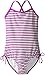 Kanu Surf Girls' Layla Beach Sport Banded 1 Piece Swimsuit, Bali Purple Stripe, 14