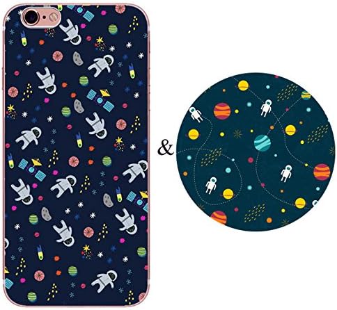 iPhone 7 Plus Case and Expanding Stand Set,Karri CC Tropical Leaves Plants Floral Prints Clear Flexible Soft TPU Cover and Multifunction Grip Pop Mount Socket for iPhone 7 Plus