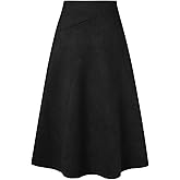 Kate Kasin 2025 Women's Suede Skirts, High Waist A-Line Skirt, Fall Winter Midi Skirt