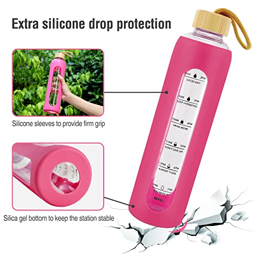 Water Bottle With Time Marker, Motivational Water Bottles, 1L Large Leak Proof BPA Free Water