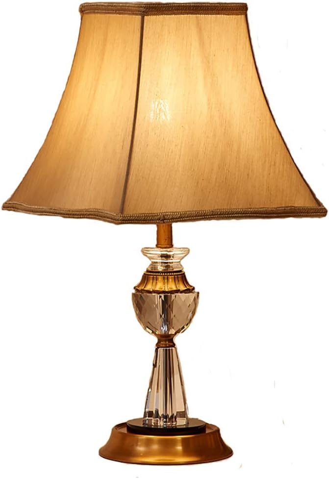 ZIXUANJIAXL Fashionable Chrome Stacked Crystal Ball Living Room Bedside Crystal Table Lamp,white Fabric Shade For Bedroom Coffee Room Crystal Table Lamps