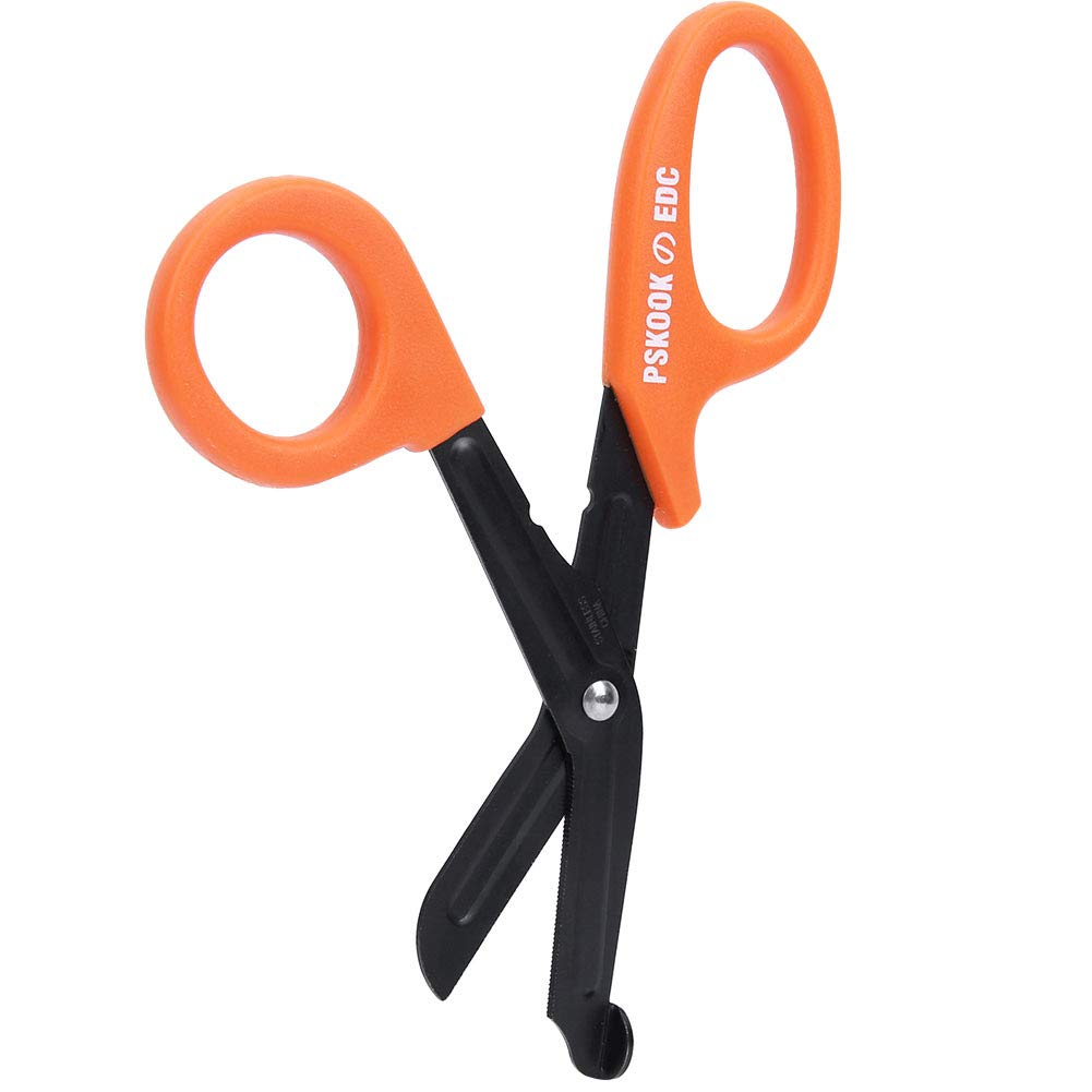 Stainless Steel Bandage Scissors Medical Scissor Emergency Treatment Tool18 cm for Home Outdoor Medical Use(Orange)