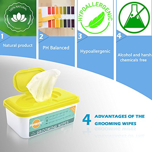 PUPMATE All Natural Pet Grooming Wipes, 100 Fresh Counts, Extra Moist & Thick, Rapid Deodorizing and Cleanup, Hygienic and Hypoallergenic Pet Care for Dogs & Cats, Puppies & Kittens (Natural)
