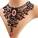 MEiySH Elegant Black Lace Gothic Lolita Red Pendant Choker Necklace Earrings Set (Necklace+Earring)