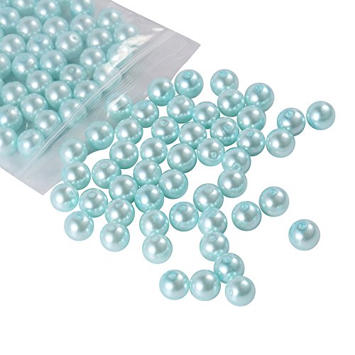 LEILE 500 Pcs Glass Pearl Round Beads Assortment Lot for Jewelry Making  Wholesale (6mm, Light blue)