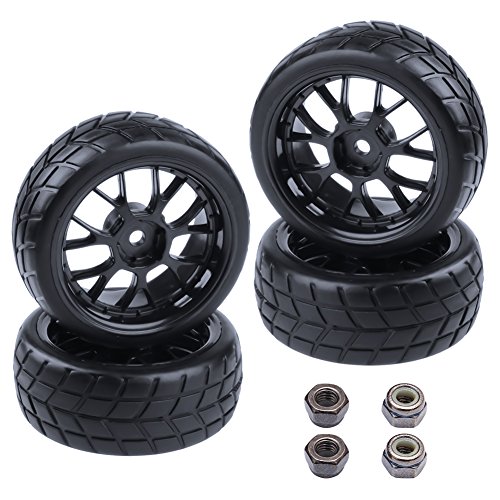4-Pack HobbyPark RC Tires & Wheel Rims 12mm Hex Hub Y Shape w/Foam Inserts for 1/10 Remote Control Car On Road Touring