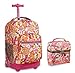 J World Combo Rolling Backpack & Lunch Bag Back to School Bundle Set Sunrise / Corey