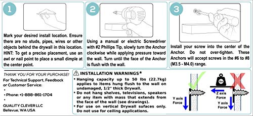 Drywall Anchor Set, 70 Each Fiber Reinforced Self-Tapping Anchors/Flathead Screws/Washers Plus 5 Bonus Reusable Drill Dust Collectors, 215 PCS Total - Thumbnail 4