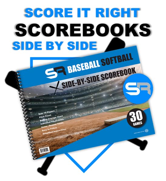 Score It Right Side By Side Baseball/Softball Scorebook Premium Score Keeping Book 16 Player