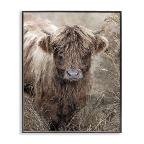Stupell Industries Baby Cattle with Reeds Framed Giclee Art Design by Sundance…