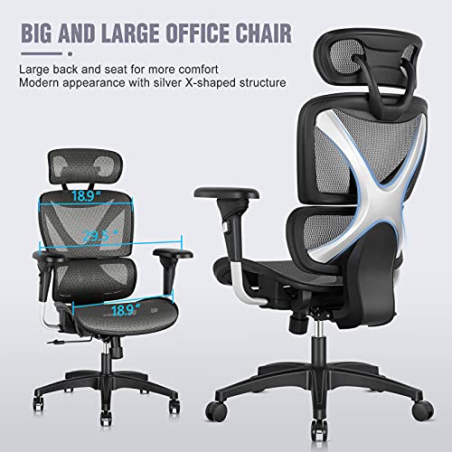 Gabrylly Ergonomic Office Chair, Large Mesh Chair with Lumbar Support