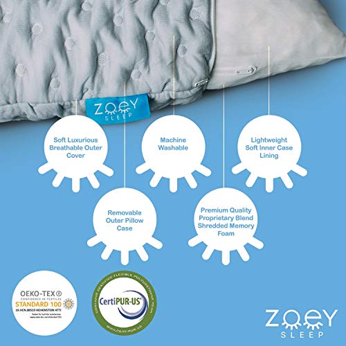 Zoey Sleep Shredded Memory Foam Luxury King Size Pillow Fully
