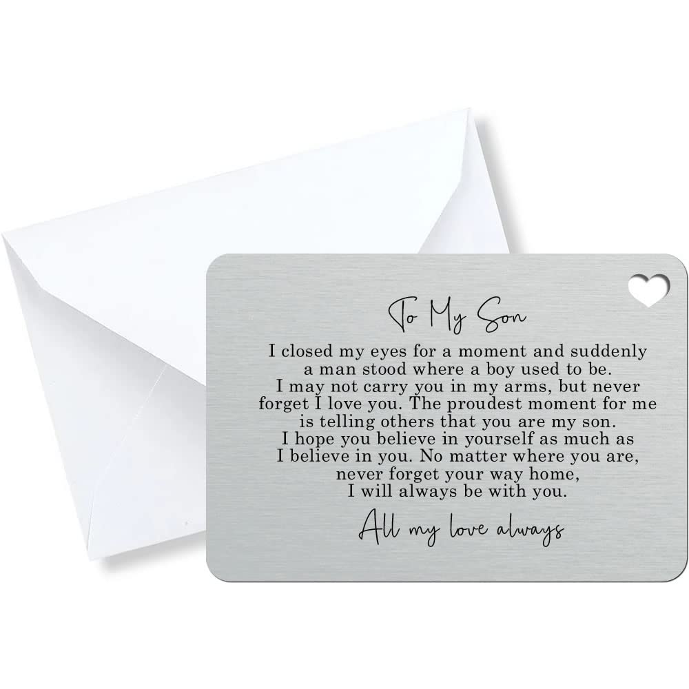 To My Son Sentimental Poem Silver Metal Wallet Card (With Heart Cut Out)