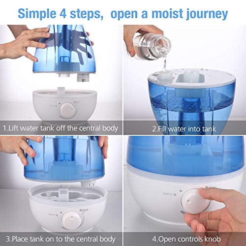 Balight Cool Mist Humidifiers,3L/0.8Gal Ultrasonic Air Humidifiers for Bedroom Baby Pregnant Woman Home Office,Moisturing Purifying Air, Whisper-Quiet Operation,12-16 Hrs Working Time,Auto Shut-Off