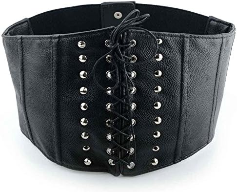 AOMAOY Black Lace-up Corset Elastic Cinch Belt Waist Belt AB0019