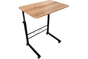 23.6 Inches Height Adjustable Mobile Table Workstation Sofa Table Portable Laptop Table Computer Desk with Metal Frame & Roll