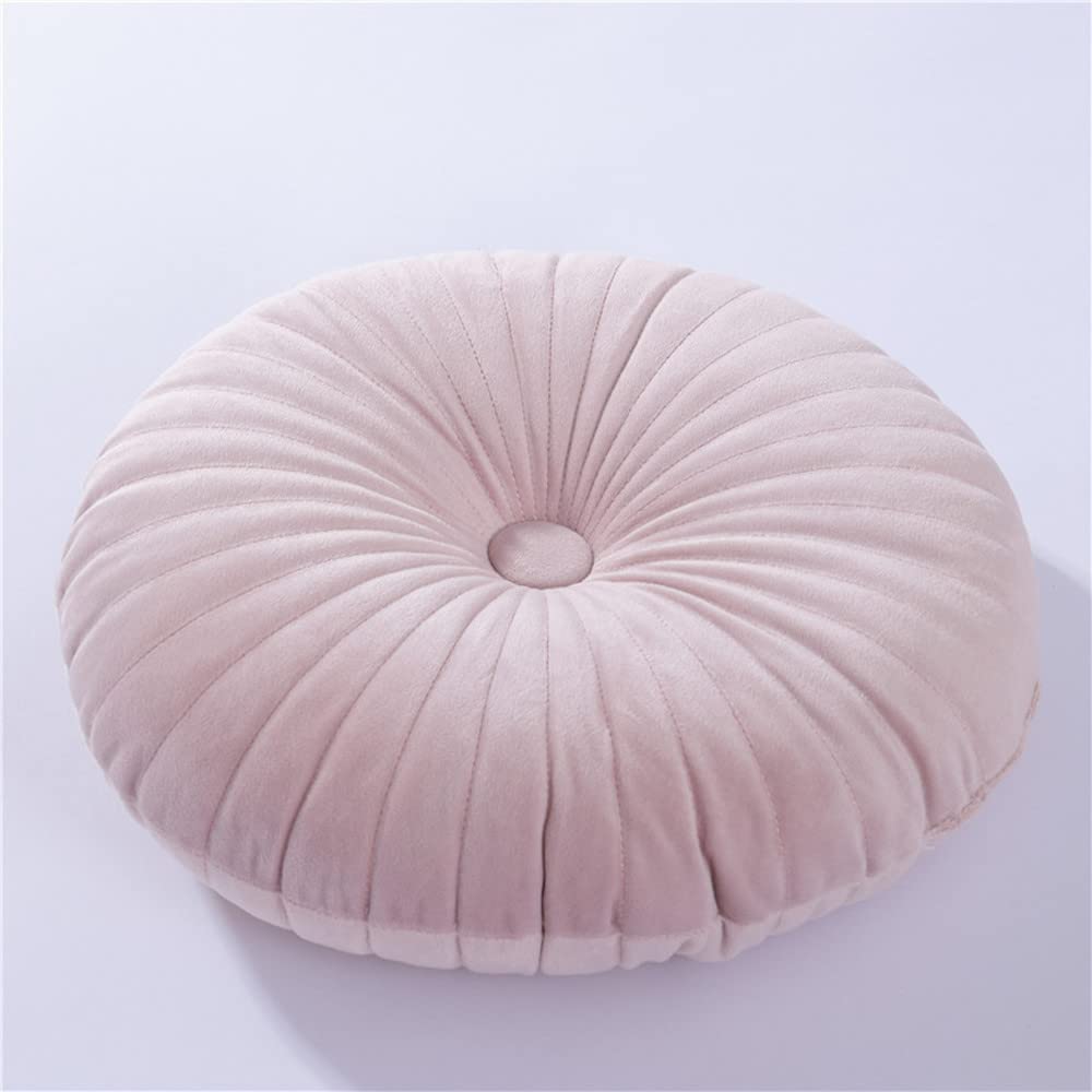NatureMan Round Velvet Pumpkin Throw Pillow Cushion - 13.7 Inches, Suitable for Living Room Sofa, Bed, Floor (Pink)