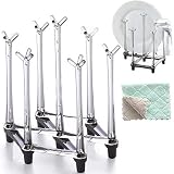 Marbrasse Retractable Cup Drying Rack, Drinking Glass and Sports Bottle Drainer Stand, Plastic bag dryer and Mug Tree with Non-slip Bottom For Kitchen Countertop