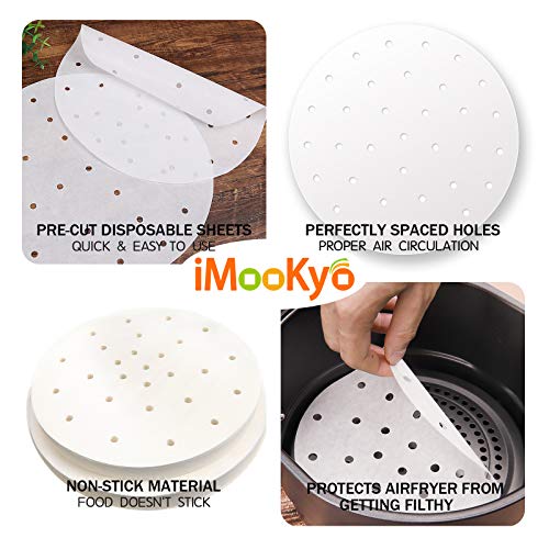 200PCS Air Fryer Liners, 7 inches Perforated Parchment Paper Sheets