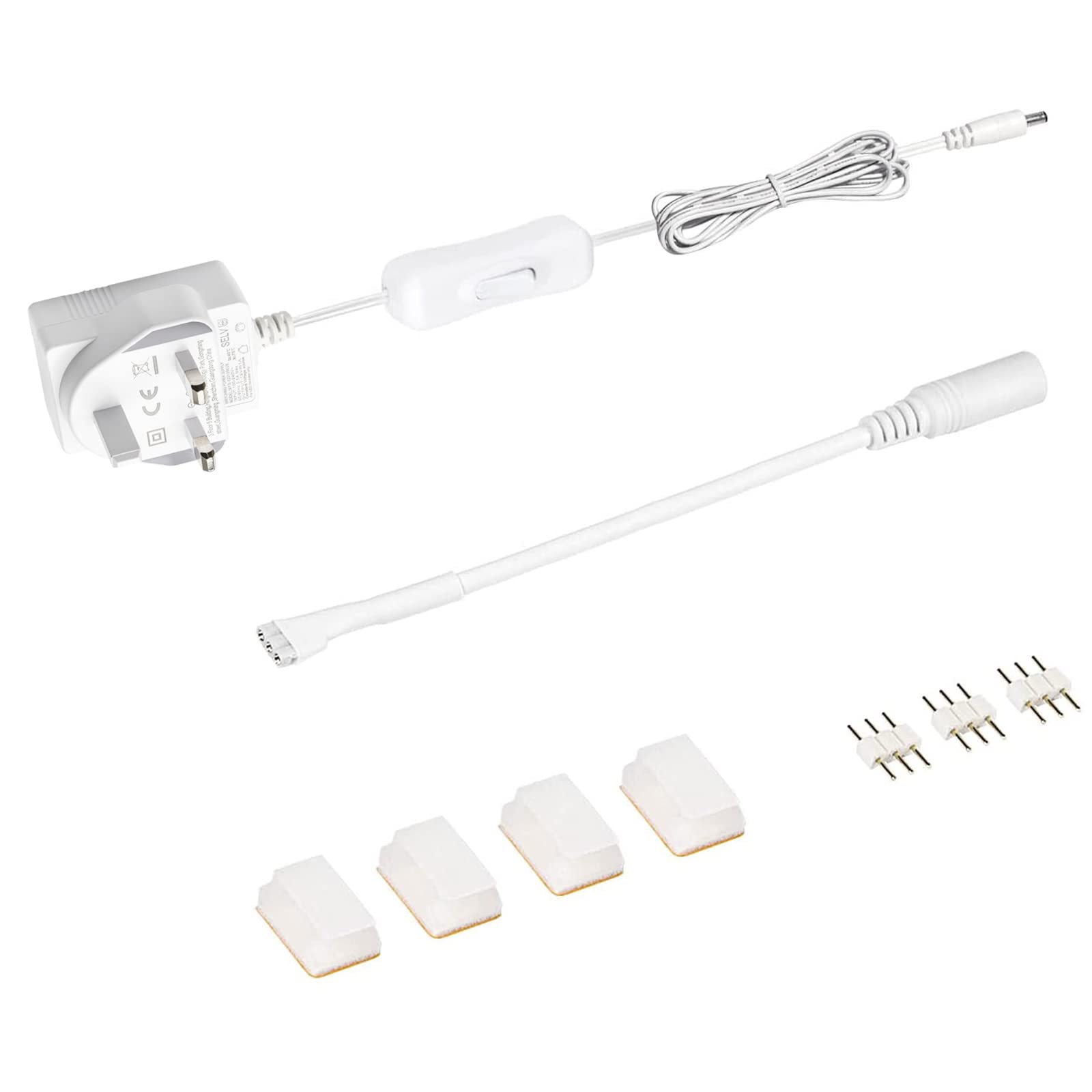 WOBANE Accessories: 12W Adapter with DC Connector for Connecting to Spare 3 Pin 8mm Light Strips